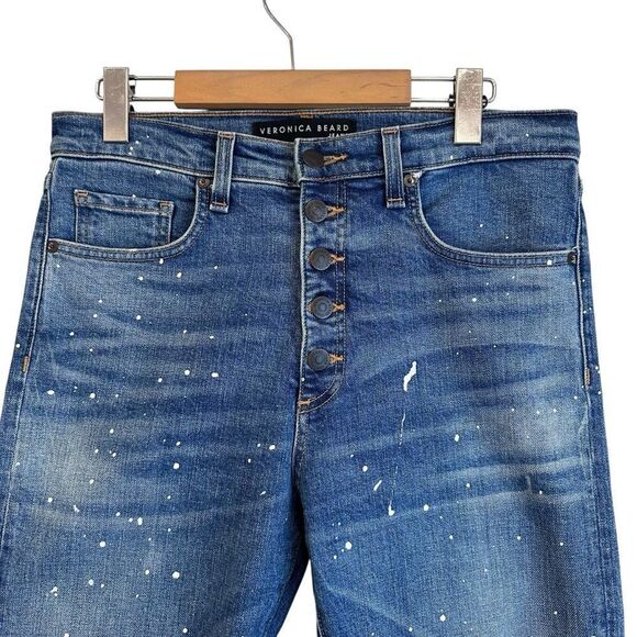 Veronica Beard Ines Paint Splatter 10.75" Cropped Girlfriend Jeans Size 28 - Picture 4 of 9